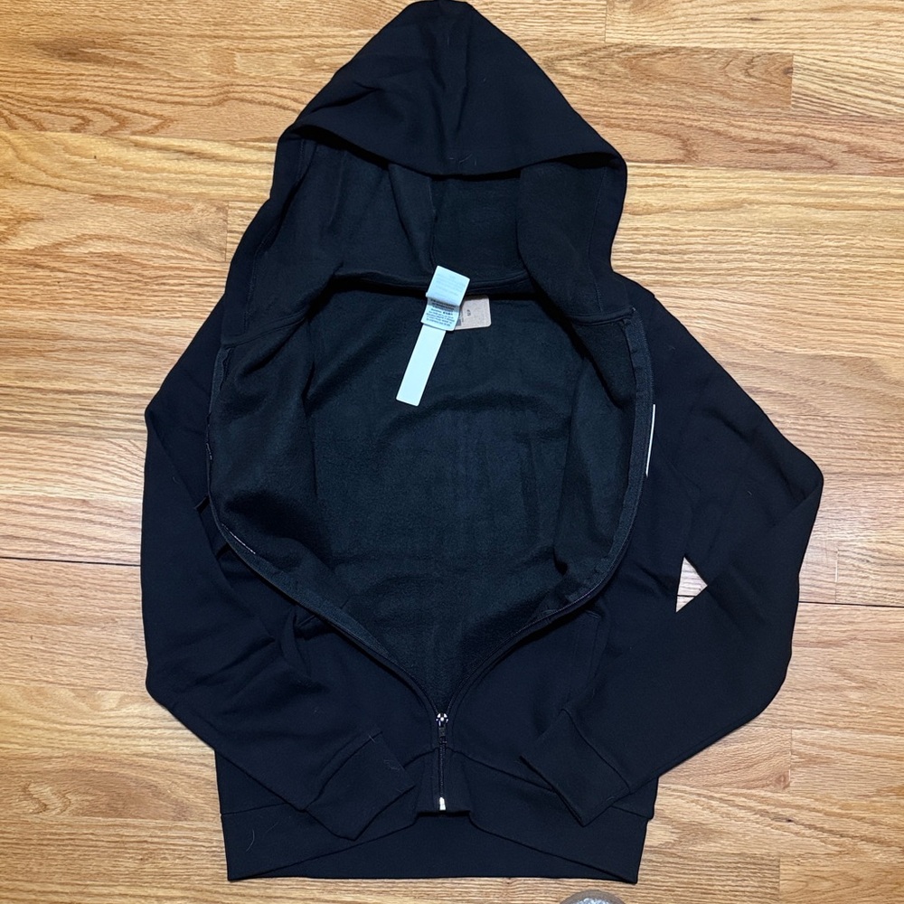 PINK Victoria's Secret Black Hoodie Jacket with White Logo - Picture 4 of 4